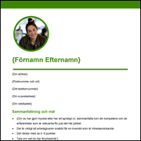 CV template green with photo