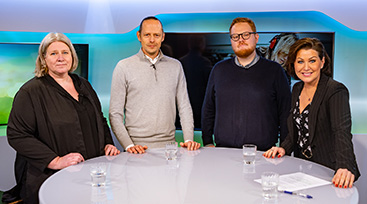 Ulrica Runemar (SKR), Pontus Ringborg (Dua), Emil Johansson (Arbetsförmedlingen) och programledare Susanne Delastacia.