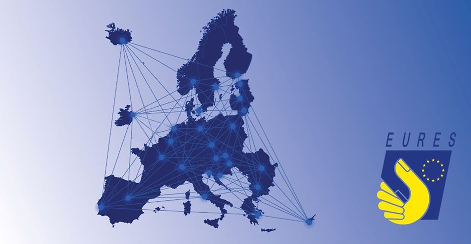 Europakarta som visar Eures-nätverket